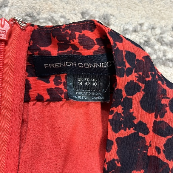 French Connection Drk Orange & Black Print Sleeveless Deep V Neck Dress - Picture 6 of 6